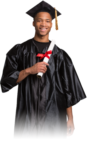 boy grad holding diploma